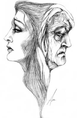 Two Faces of Age - Pencil Sketch